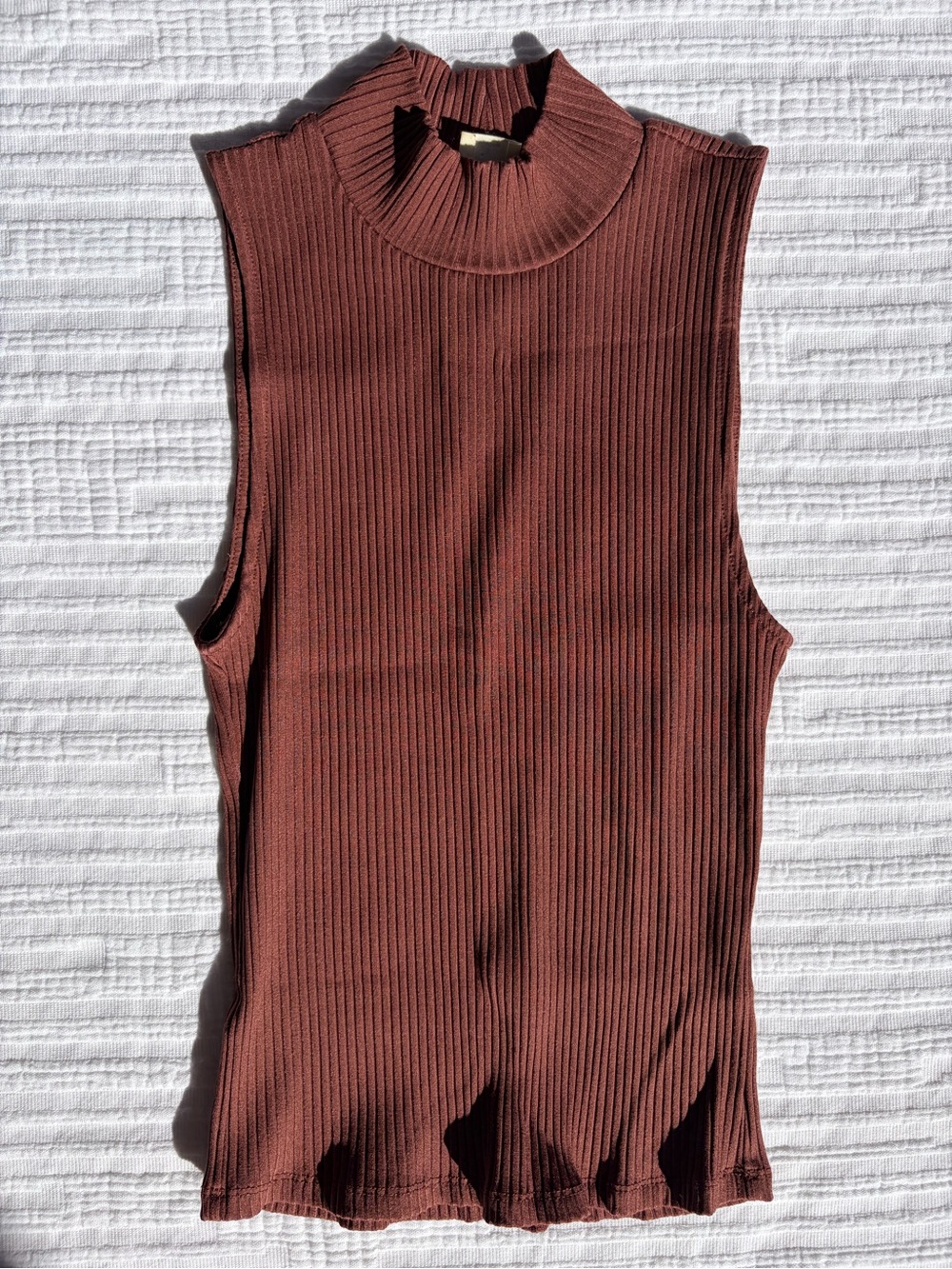 Aritzia Wilfred Ribbed Mock Neck Top - Brown